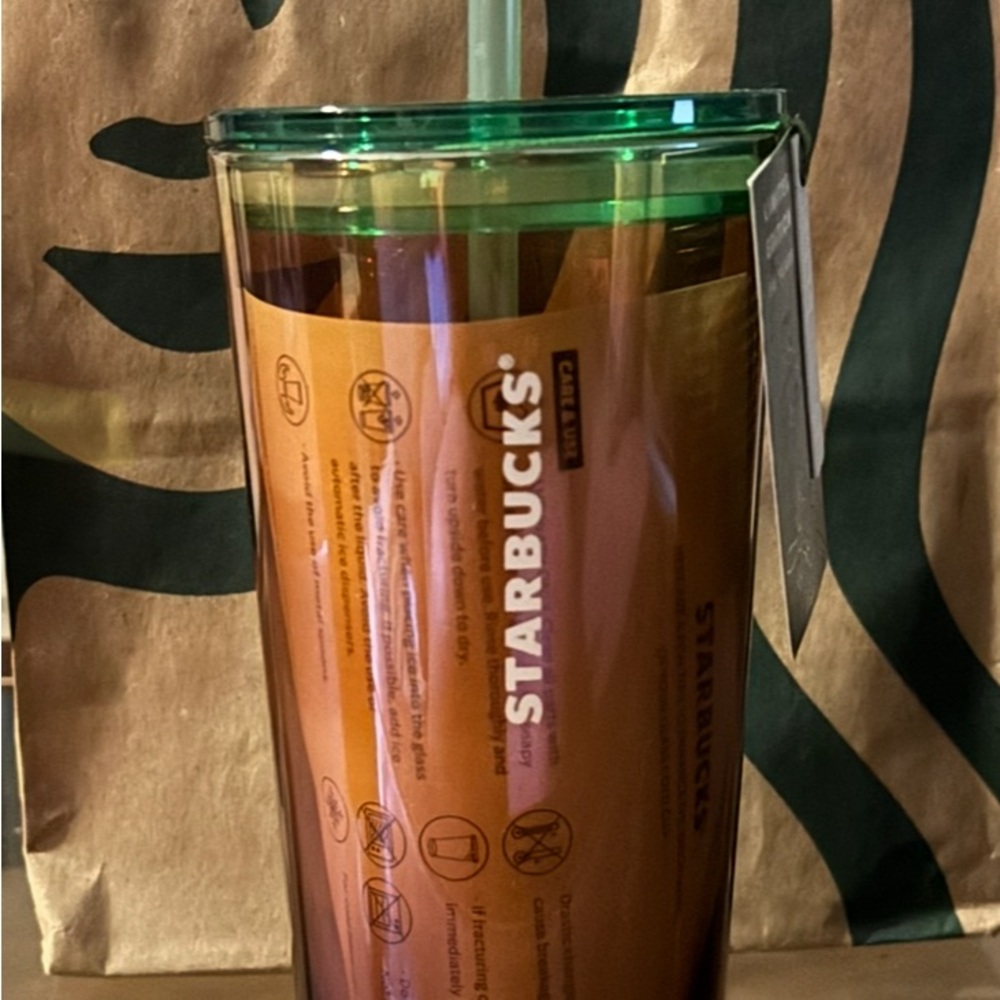 Starbucks Copper and Green Tumbler with Lid